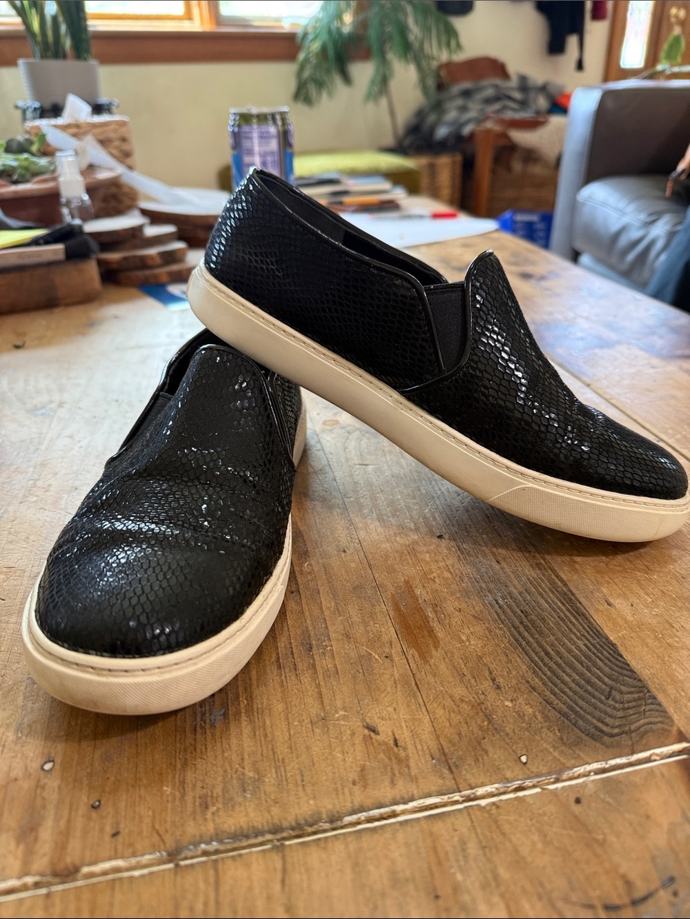 Cole Haan Jennica Black Patent Snakeskin Slip-On Sneakers - Size 8.5
